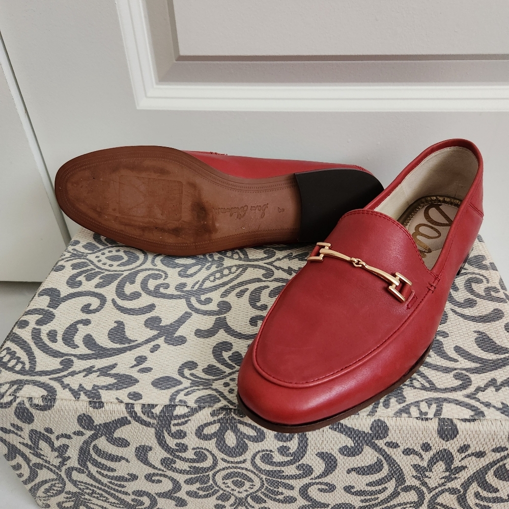 Sam Edelman Loraine Leather Loafers with Horsebit Detail (RED) BEST SELLER - Picture 4 of 4